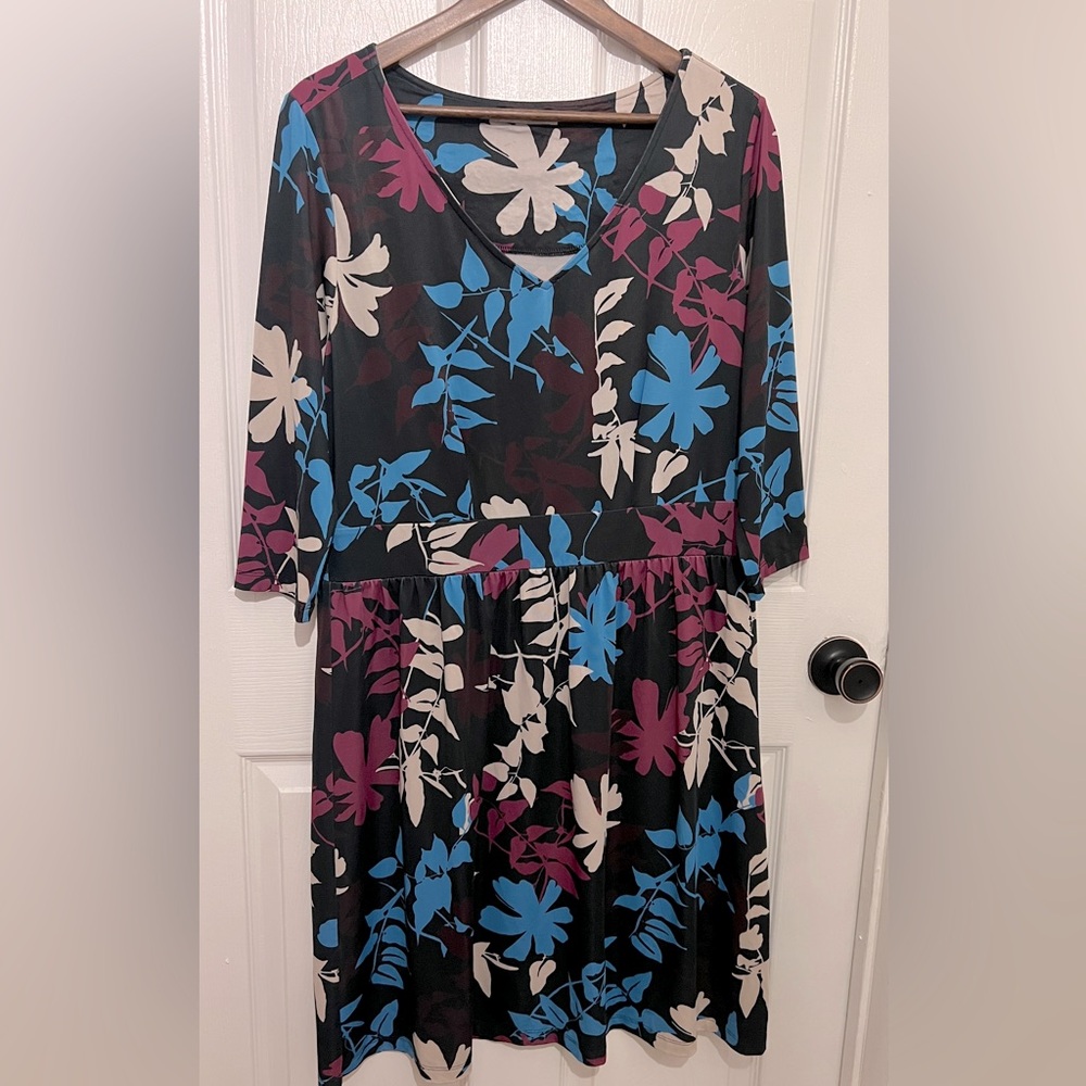 SPRUCE & SAGE Women’s Floral Print V-Neck Long Sleeve Plus Size Dress Size 1X